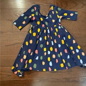 Navy Kids Dress with Colorful Dots